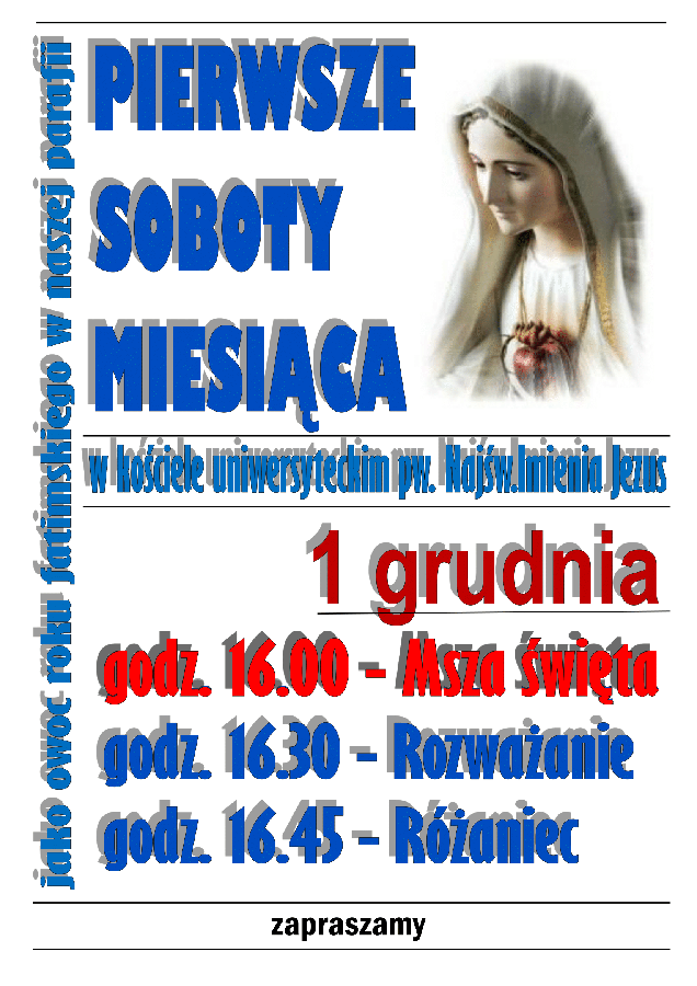 Pierwsze soboty miesiąca – 1&nbsp;grudnia