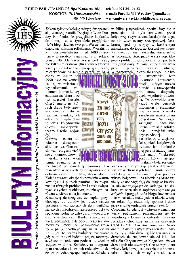 Biuletyn&nbsp;16 – Wielki Post 2018