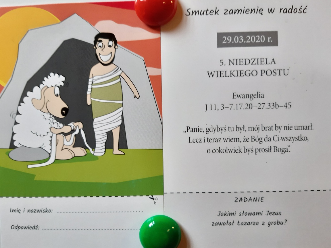 Zadania dla dzieci – 2020-03-29 – Smutek zamienię w radość