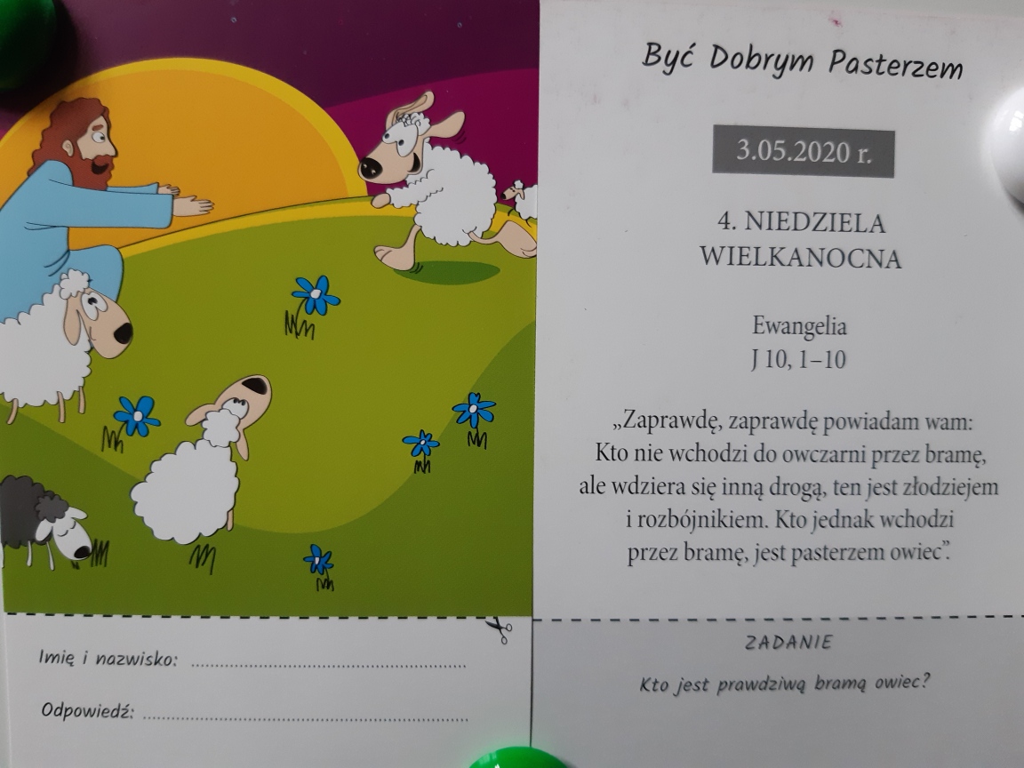 Zadania dla dzieci – 2020-05-03 – Być Dobrym Pasterzem