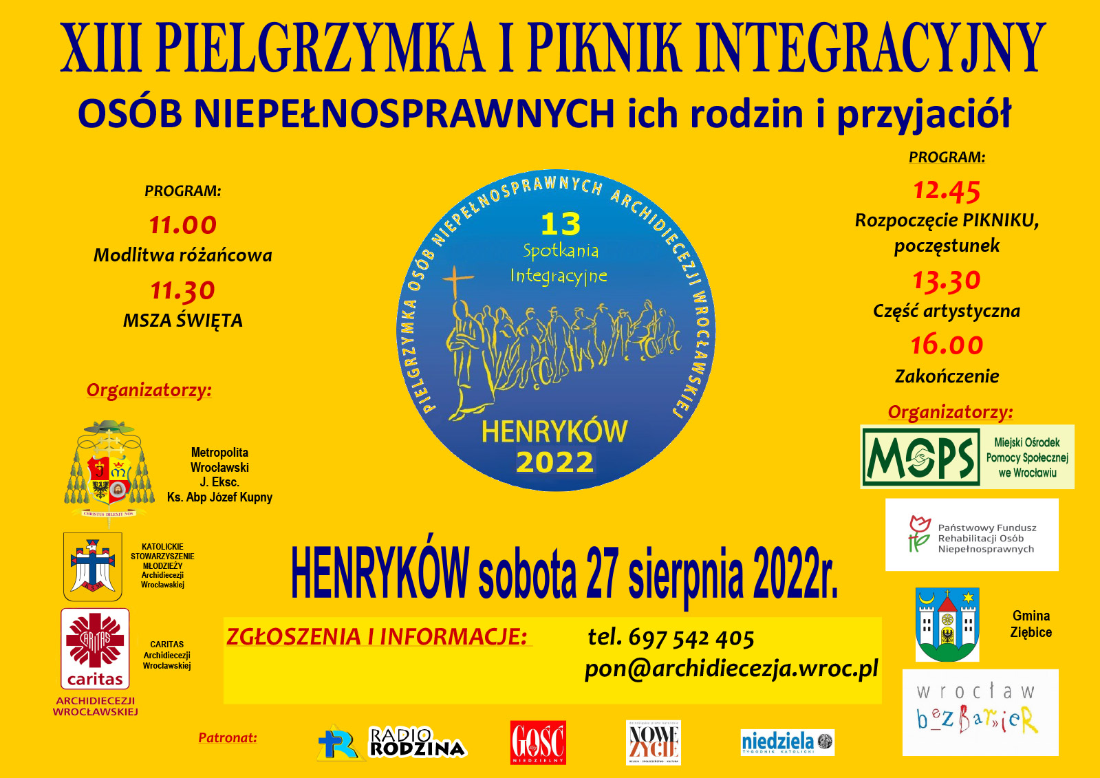 XIII pielgrzymka i piknik integracyjny osób niepełnosprawnych, ich rodzin i przyjaciół