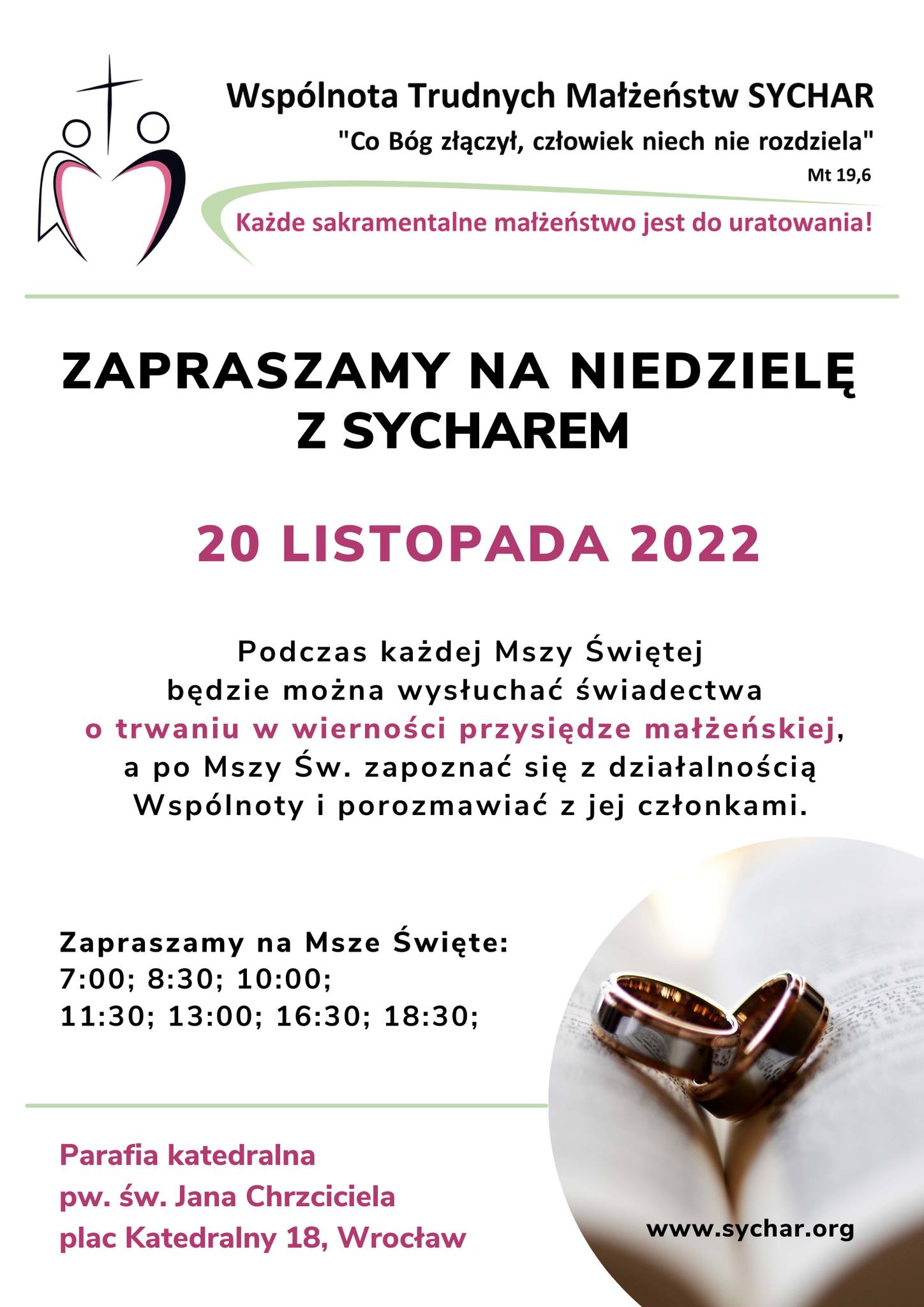 Niedziela 20 listopada w katedrze ze wspólnotą Sychar