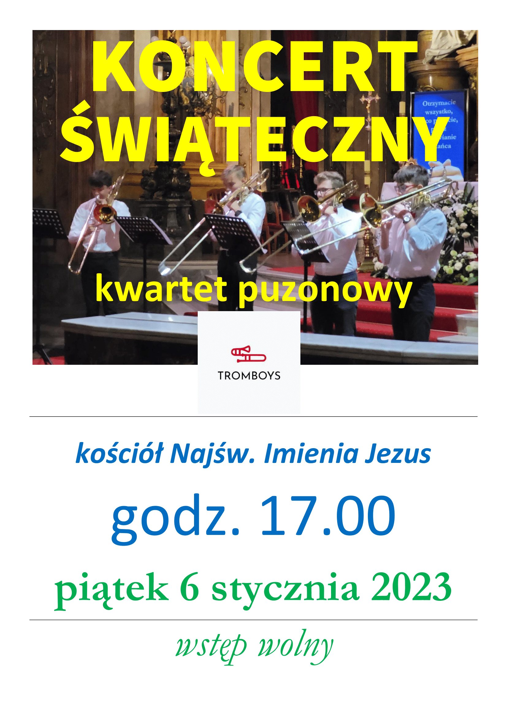 Koncert świąteczny kwartetu puzonowego „Tromboys”