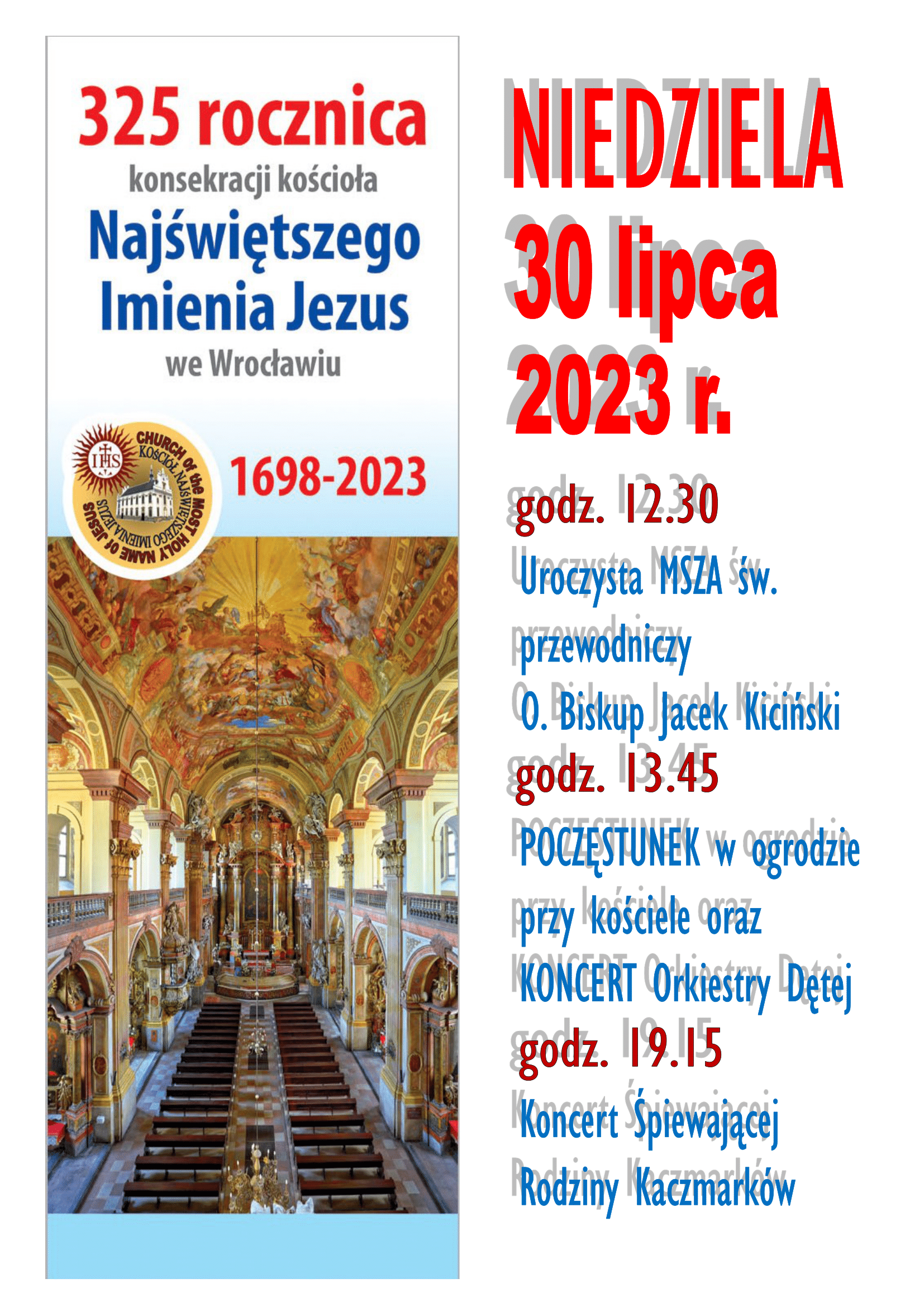 325 rocznica konsekracji naszego kościoła