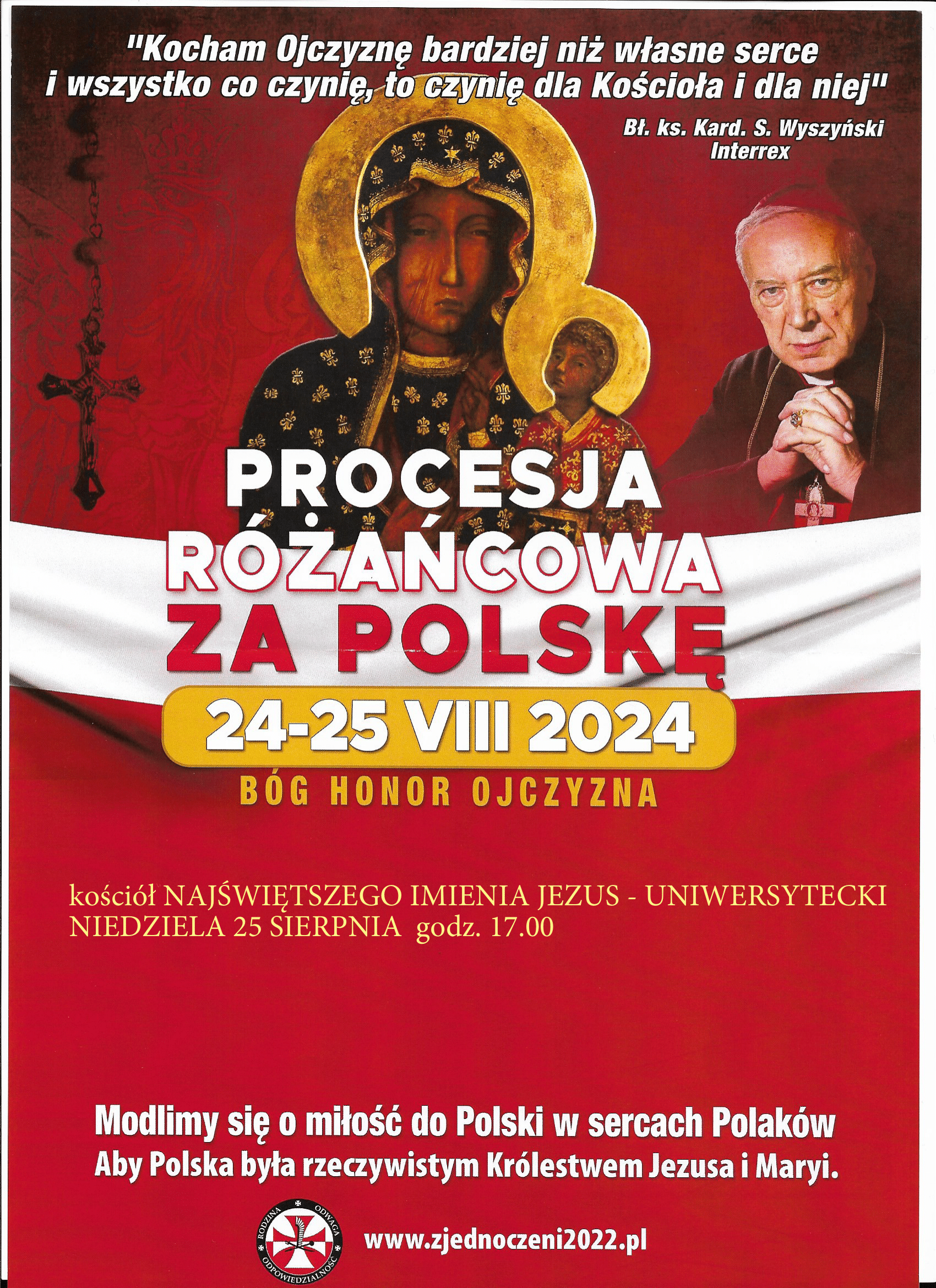 Procesja różańcowa za Polskę w niedzielę 25 sierpnia