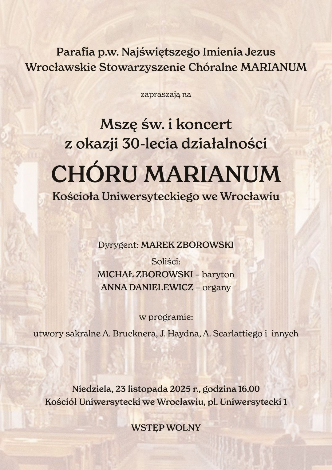 Jubileuszowy koncert Chóru Marianum