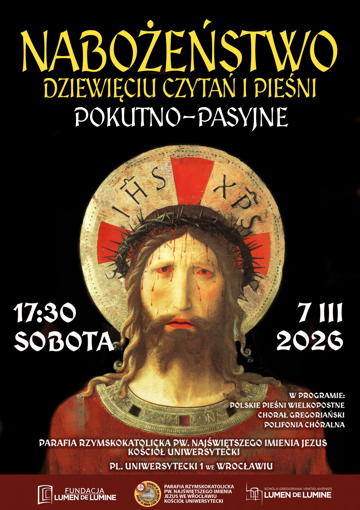 Nabożeństwo dziewieciu czytań i pieśni pokutno-pasyjne