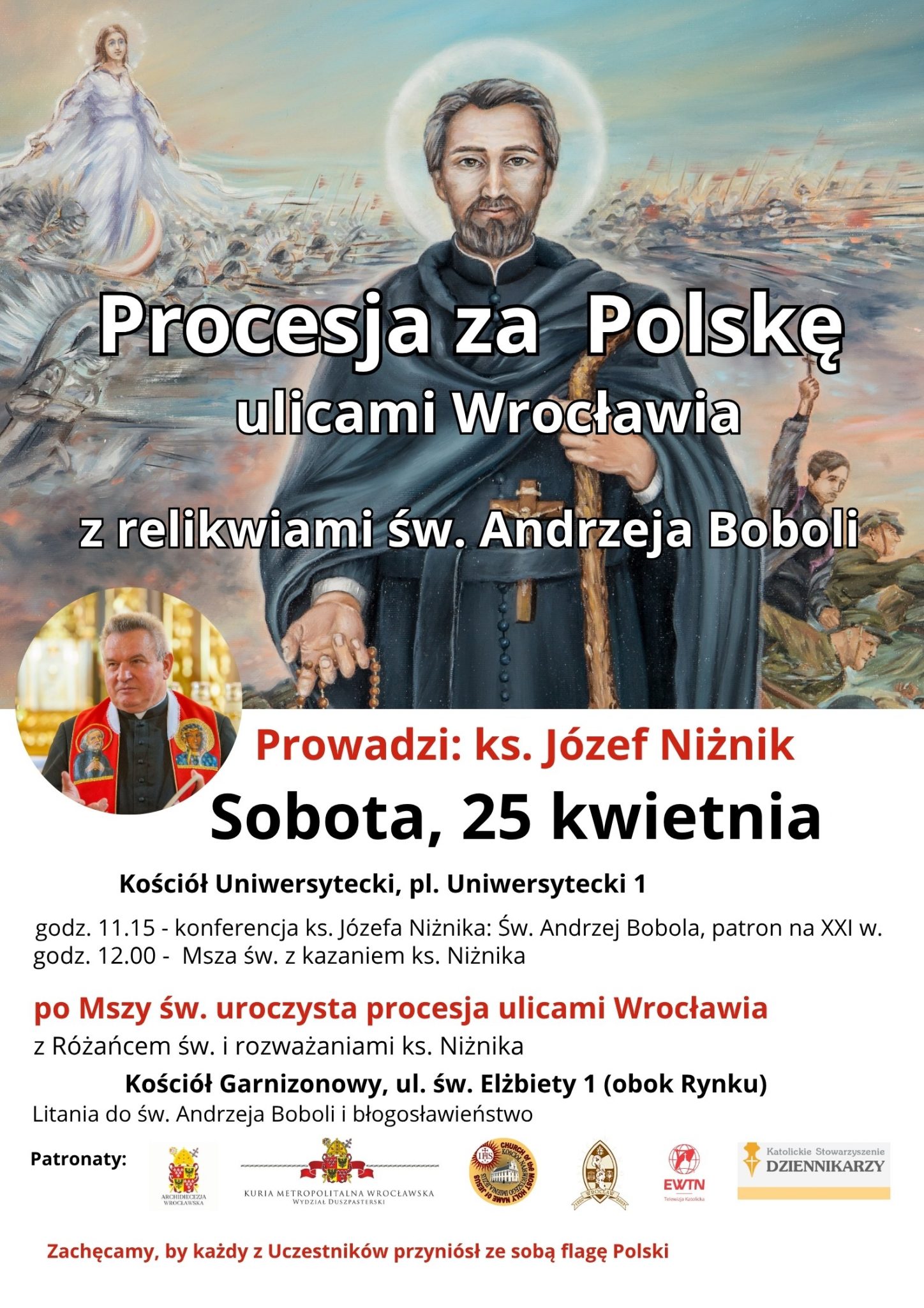 Procesja różańcowa z relikwiami św. Andrzeja Boboli w intencji naszej Ojczyzny