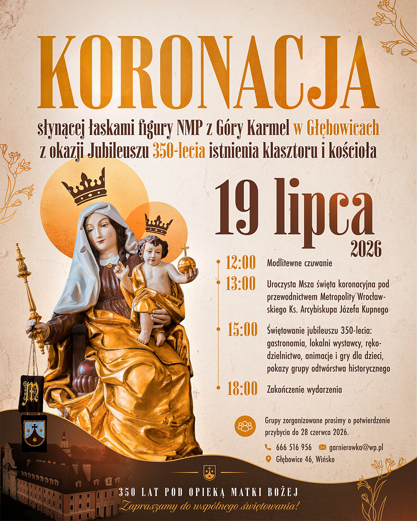 Uroczystości koronacji figury NMP z góry Karmel w Głębowicach