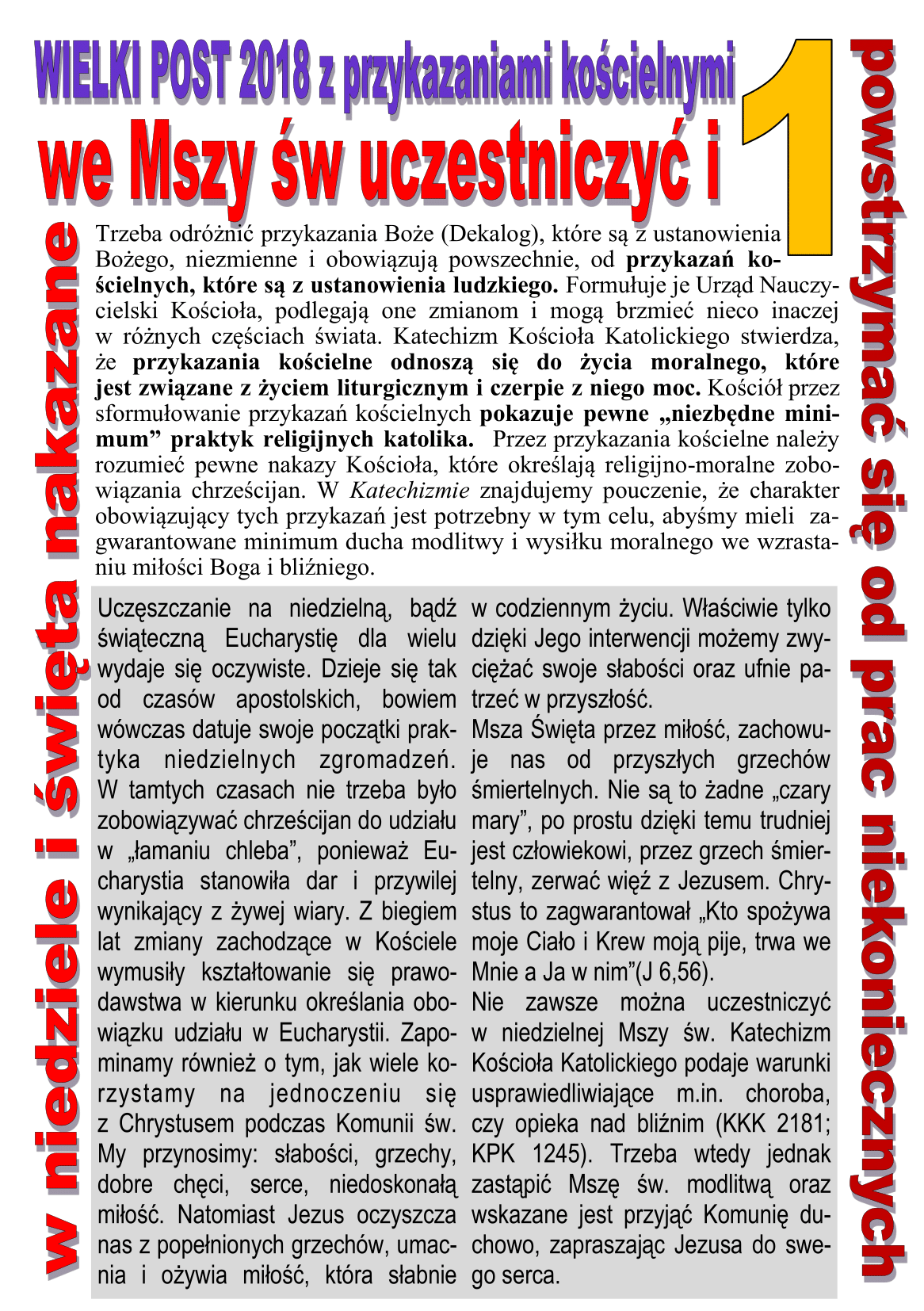 Wielki Post 2018 z przykazaniami kościelnymi 1