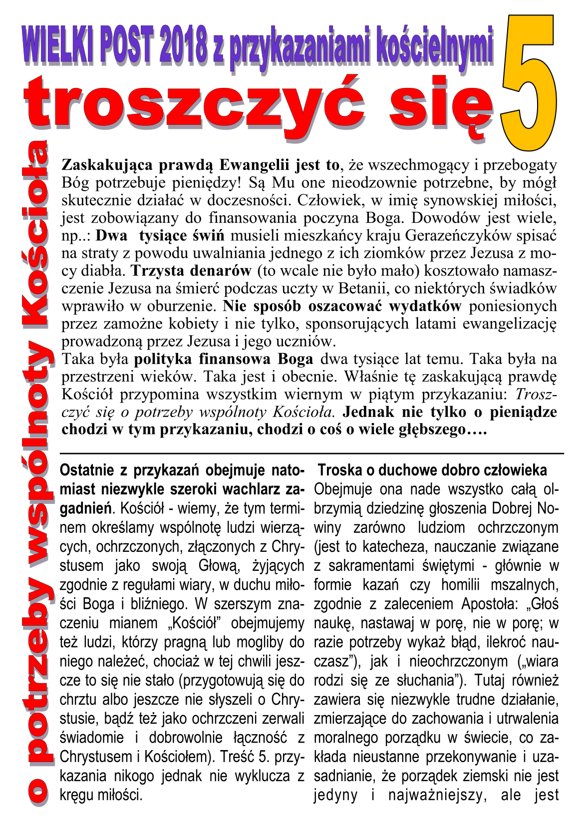 Wielki Post 2018 z przykazaniami kościelnymi 5